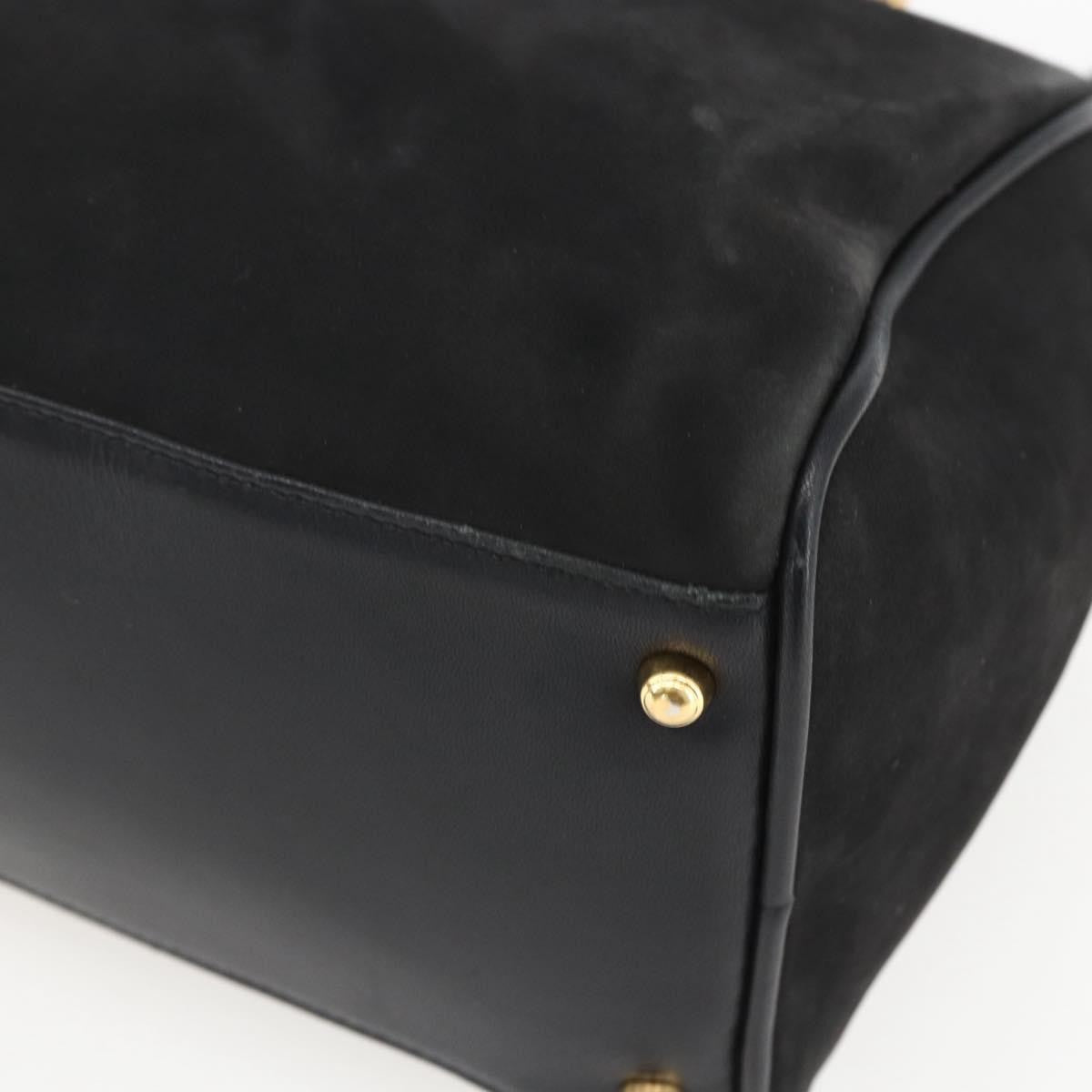 Gucci GUCCI Bamboo Hand Bag Suede 2way Black Gold 000 3444 0294 Authentic 161026