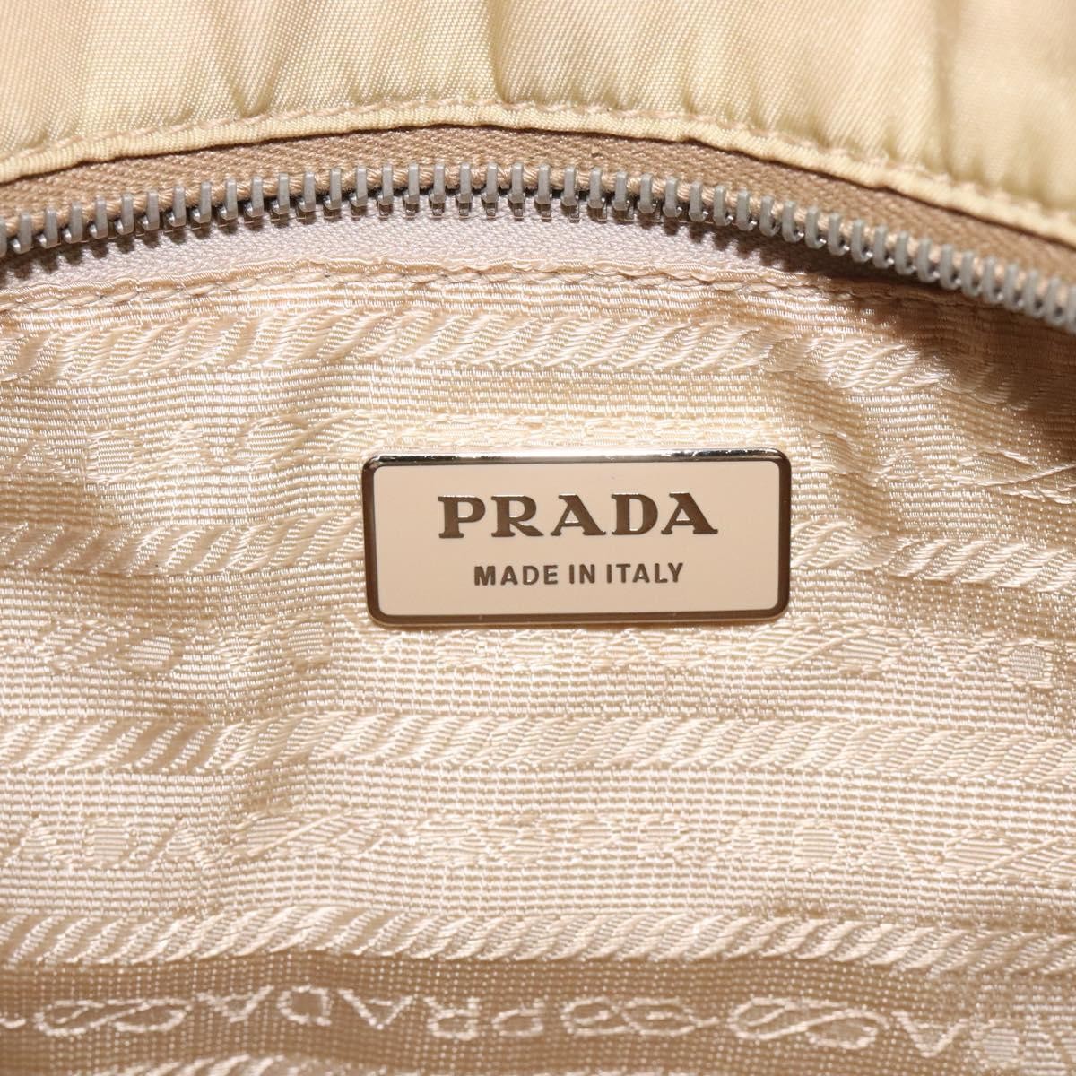 Prada PRADA Tote Bag Nylon Leather Beige Silver Authentic 129939