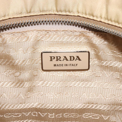 Prada PRADA Tote Bag Nylon Leather Beige Silver Authentic 129939