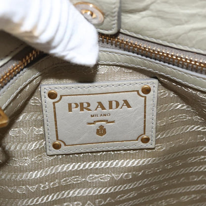 Prada PRADA Hand Bag Leather 2way Beige Gold Authentic ka1369