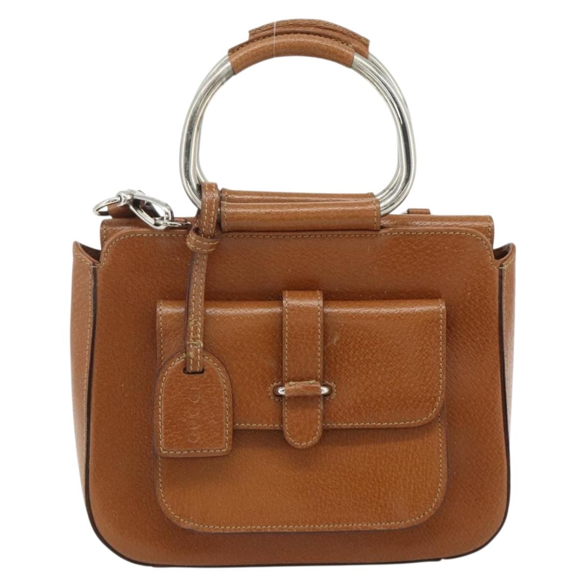 Gucci GUCCI Hand Bag Leather 2way Brown Silver 000 2058 0308 5 Authentic 177030