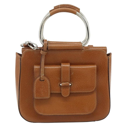 Gucci GUCCI Hand Bag Leather 2way Brown Silver 000 2058 0308 5 Authentic 177030