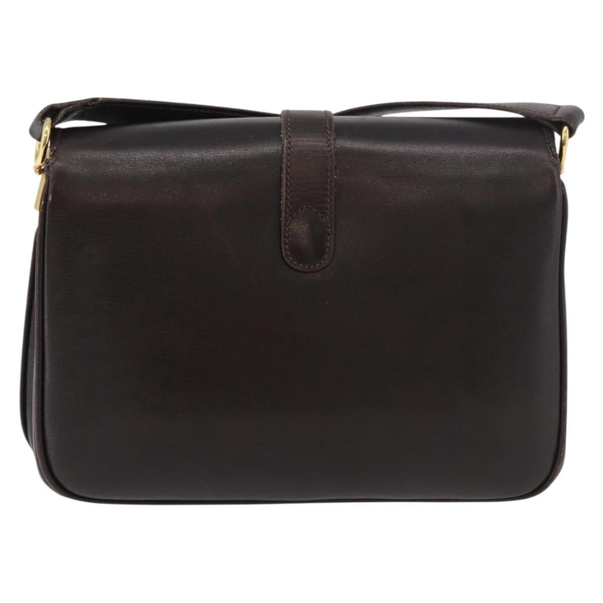Gucci GUCCI Shoulder Bag Leather Brown Gold Authentic ep14284