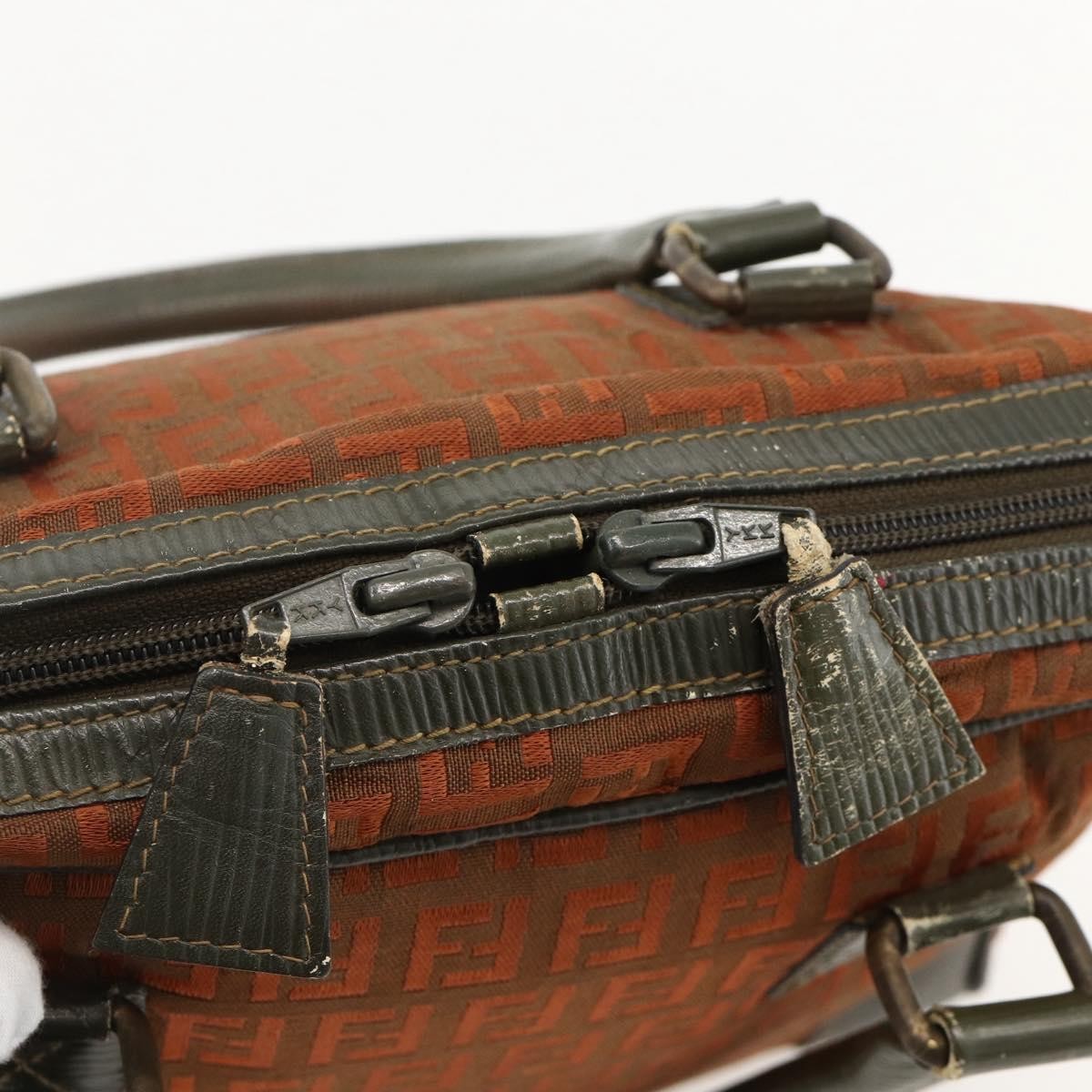 Fendi FENDI Zucchino Canvas Hand Bag Brown Authentic 175160