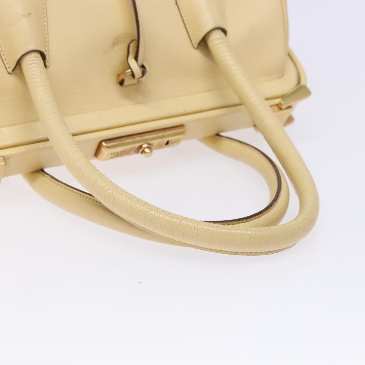 Prada PRADA Gamaguchi Hand Bag Leather Beige Gold Authentic 135924