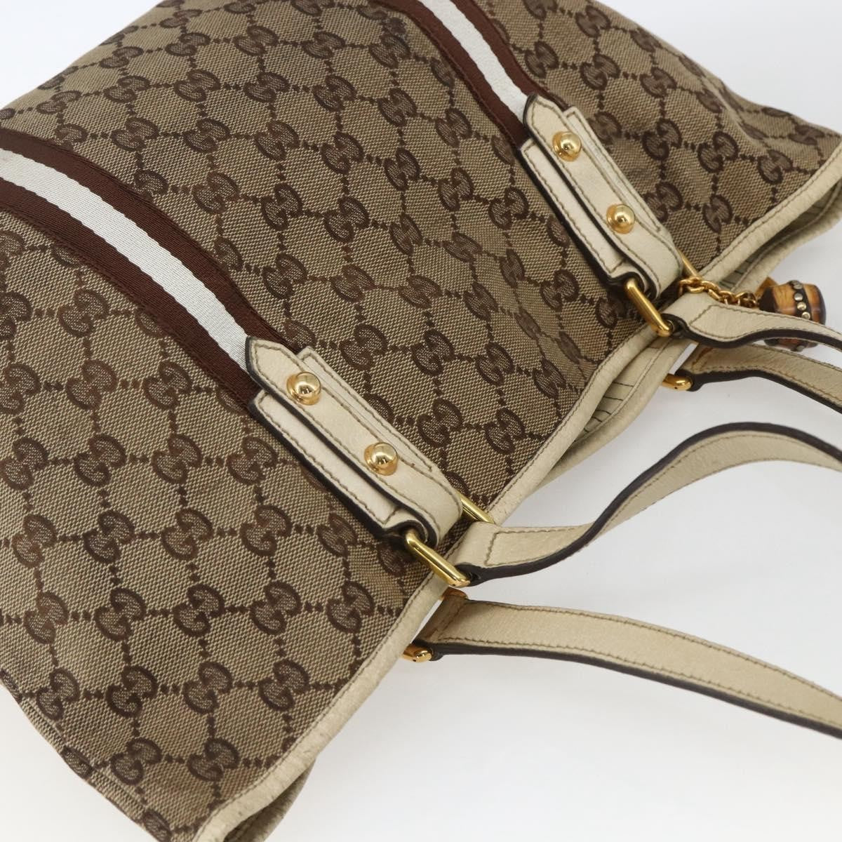 Gucci GUCCI GG Canvas Bamboo Hand Bag Beige Gold 137396 Authentic 164794