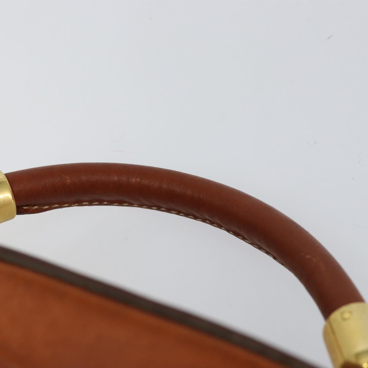 Celine CELINE Macadam Canvas Hand Bag PVC Leather Brown Gold Authentic 153900