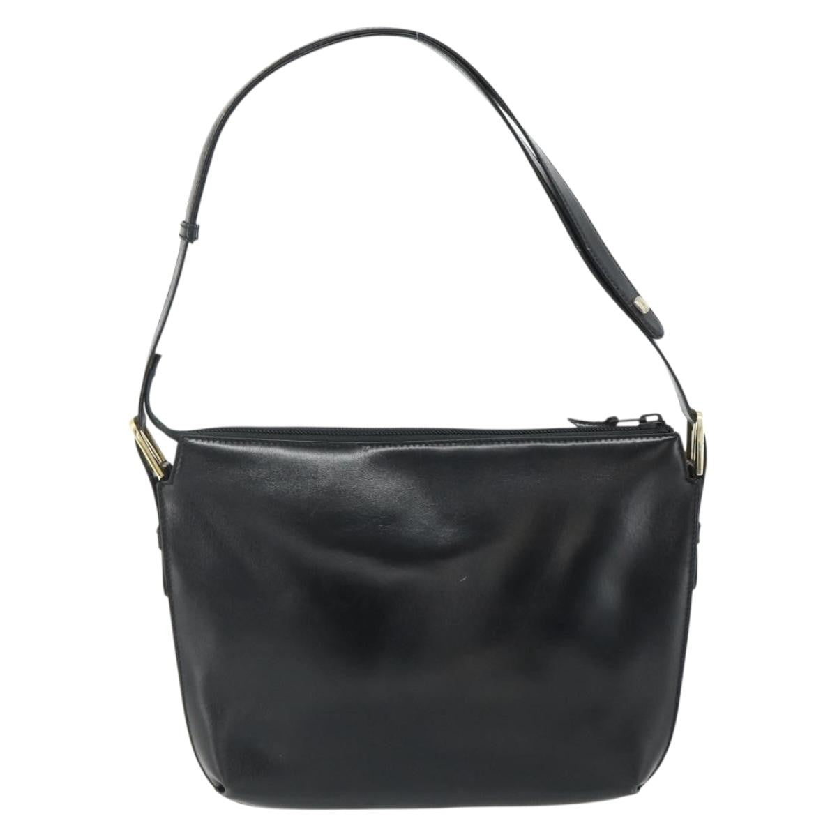 Loewe LOEWE Anagram Shoulder Bag Leather Black Gold Authentic 177548