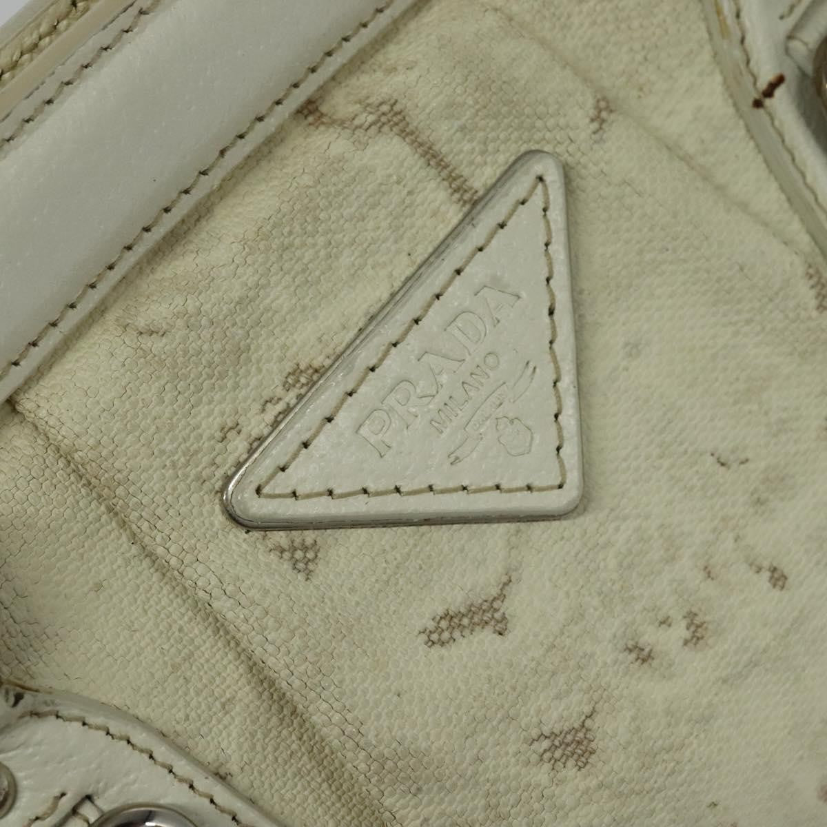 Prada PRADA Shoulder Bag Canvas Silver White Authentic fm4672