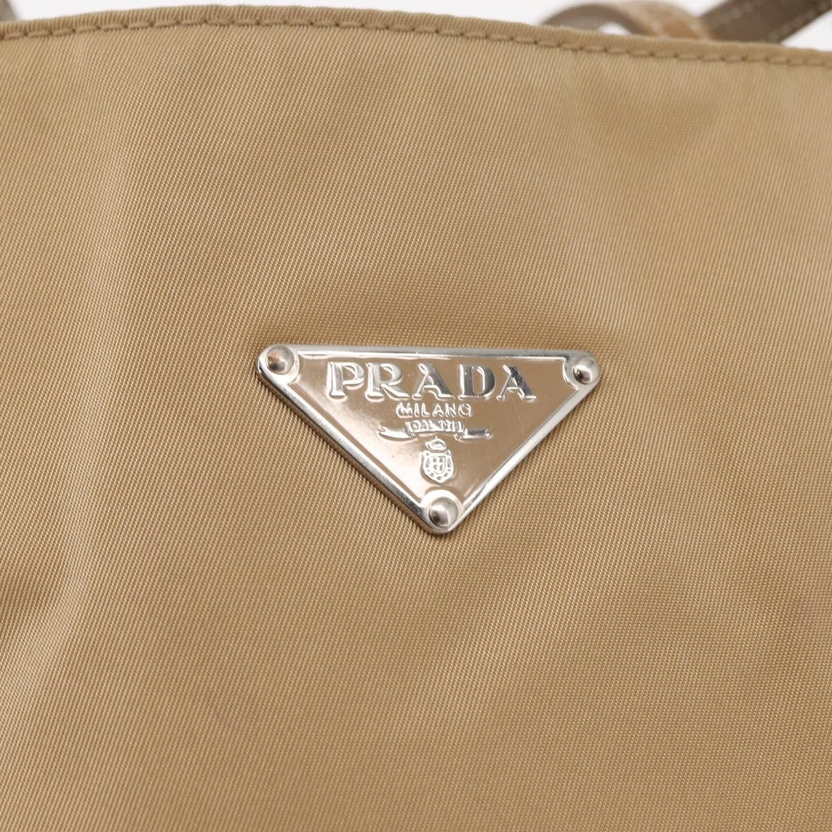 Prada PRADA Tote Bag Nylon Leather Beige Silver Authentic 156731
