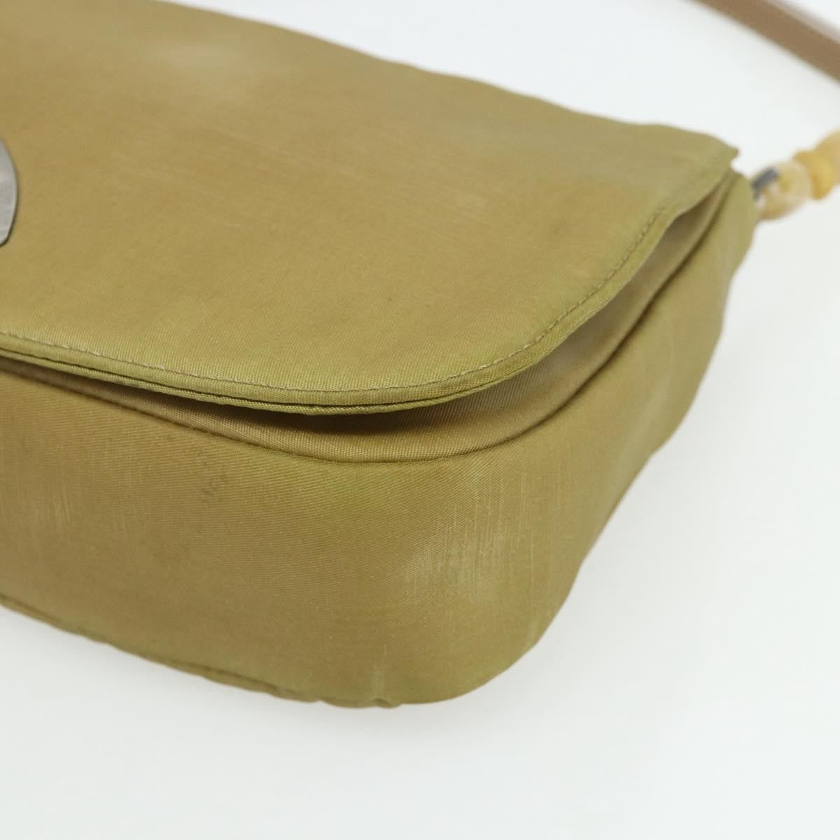 Dior Christian Dior Maris Pearl Shoulder Bag Nylon Beige Silver Authentic 180083