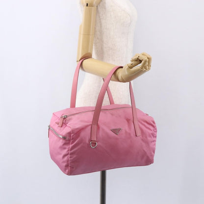 Prada PRADA Hand Bag Nylon Pink Silver Authentic 155083
