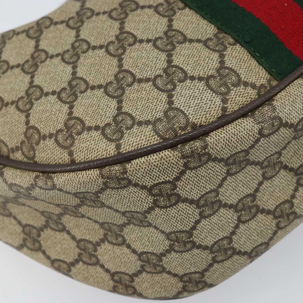 Gucci GUCCI Web Sherry Line GG Supreme Shoulder Bag PVC Beige Gold 010 378 Authentic 172377