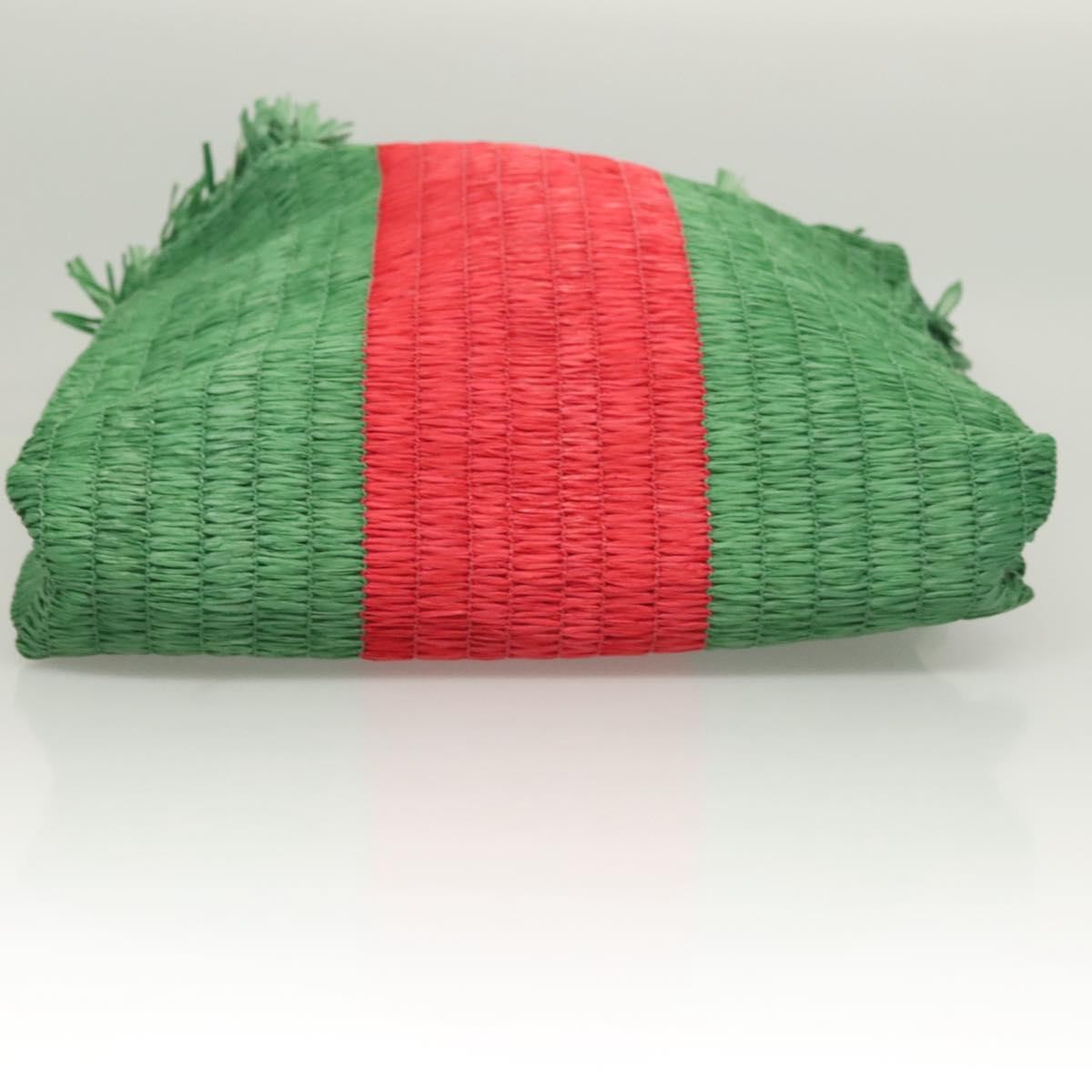 Gucci GUCCI Hand Bag Straw Green Red 524810 Authentic bs26626