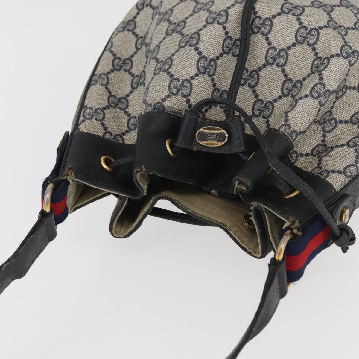 Gucci GUCCI GG Supreme Sherry Line Bag PVC Navy Gold Red 41 02 034 Authentic 179646