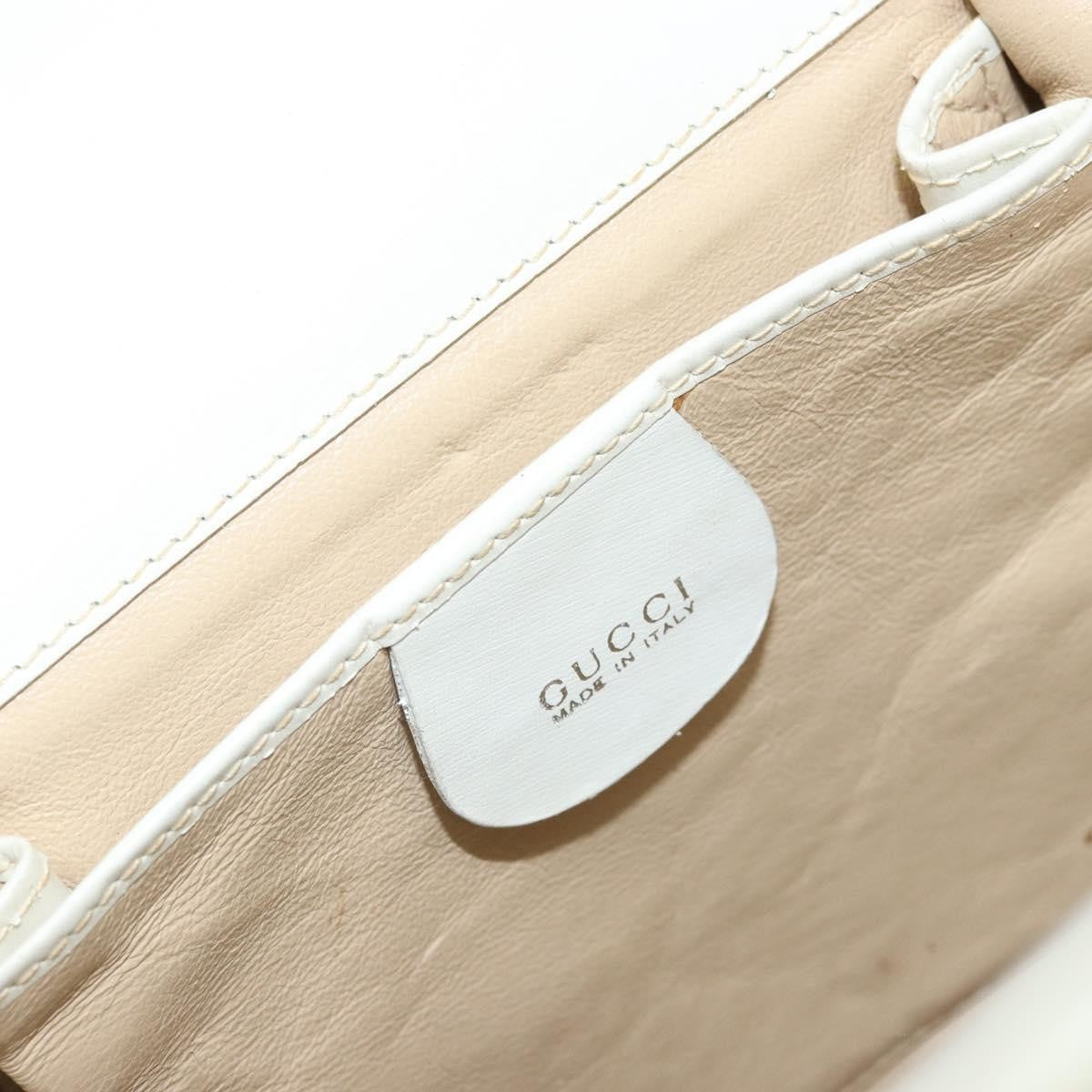 Gucci GUCCI Hand Bag Leather White Silver Authentic 170514