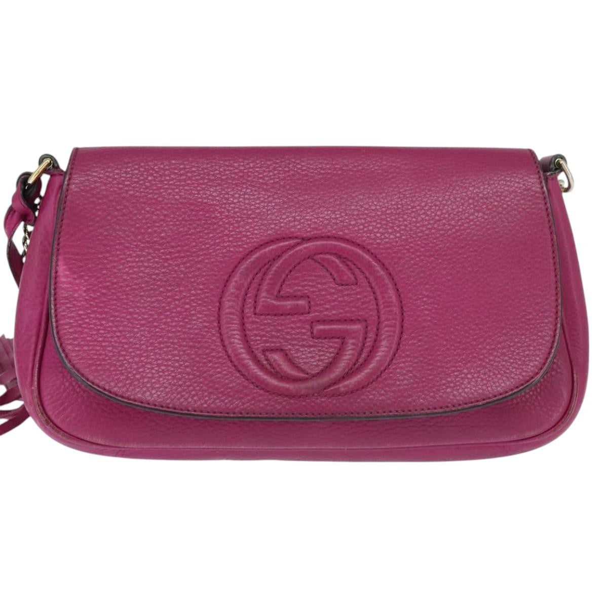 Gucci GUCCI Chain Soho Shoulder Bag Leather Pink Gold 336752 Authentic 150086