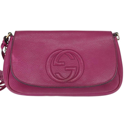 Gucci GUCCI Chain Soho Shoulder Bag Leather Pink Gold 336752 Authentic 150086