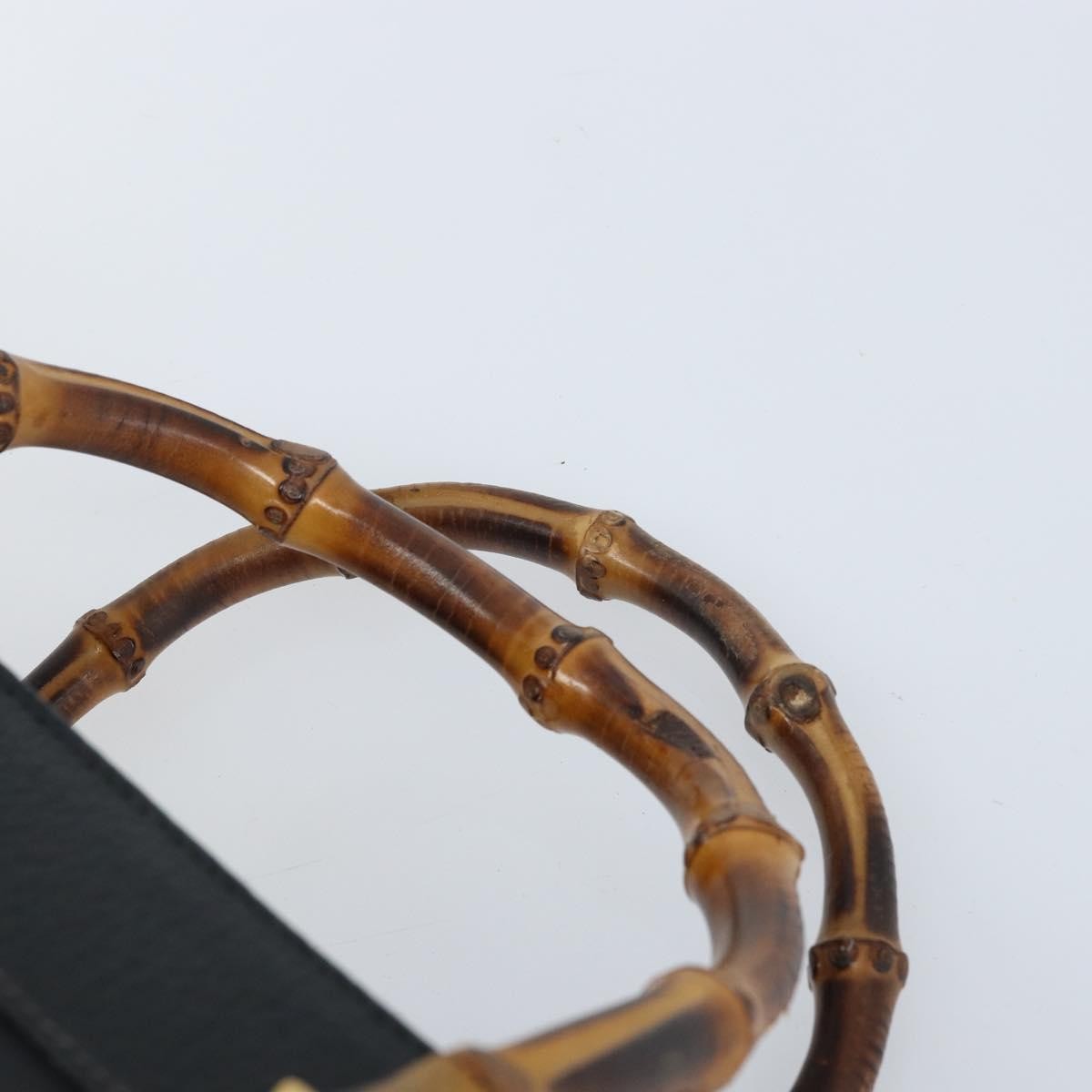 Gucci GUCCI Bamboo Tote Bag Leather Black Gold 002 1186 0259 Authentic 174576