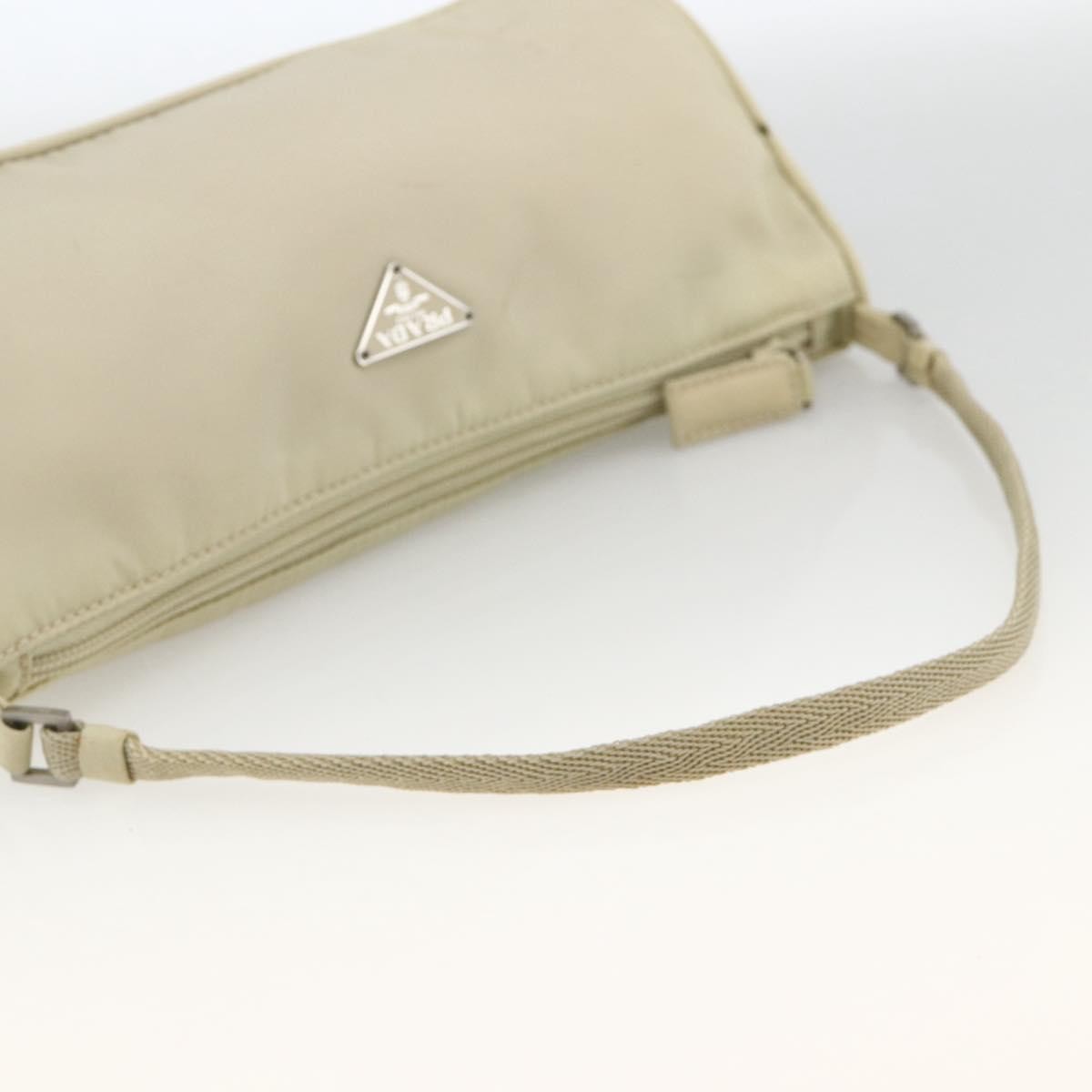 Prada PRADA Accessory Pouch Nylon Beige Silver Authentic BAZ860A Bag