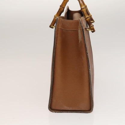 Gucci GUCCI Bamboo Hand Bag Leather Brown Gold Authentic ep9697