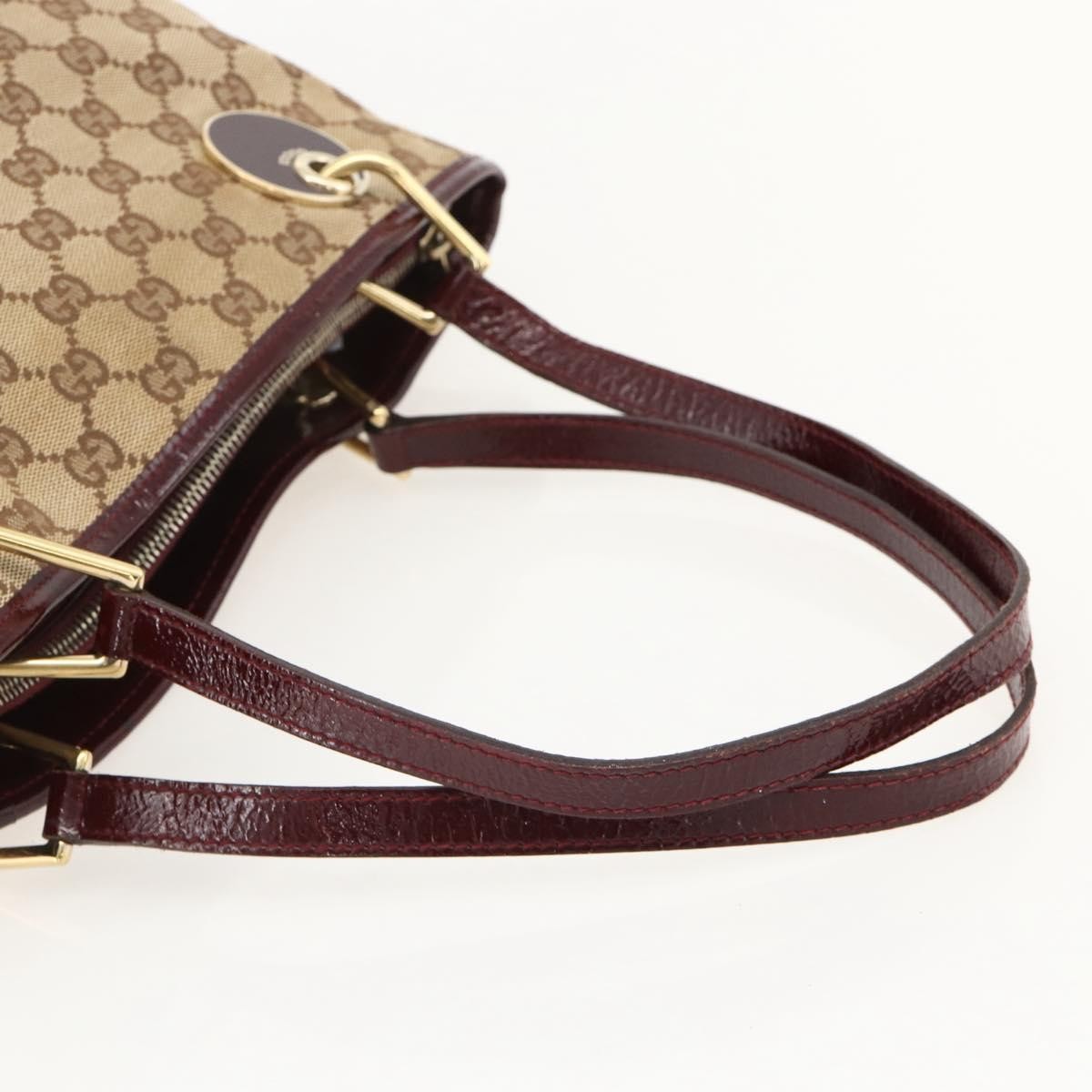 Gucci GUCCI GG Canvas Tote Bag Beige Gold 120837 Authentic YKZ1152