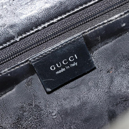 Gucci GUCCI Shoulder Bag Leather Black Silver 001 3038 Authentic 178252