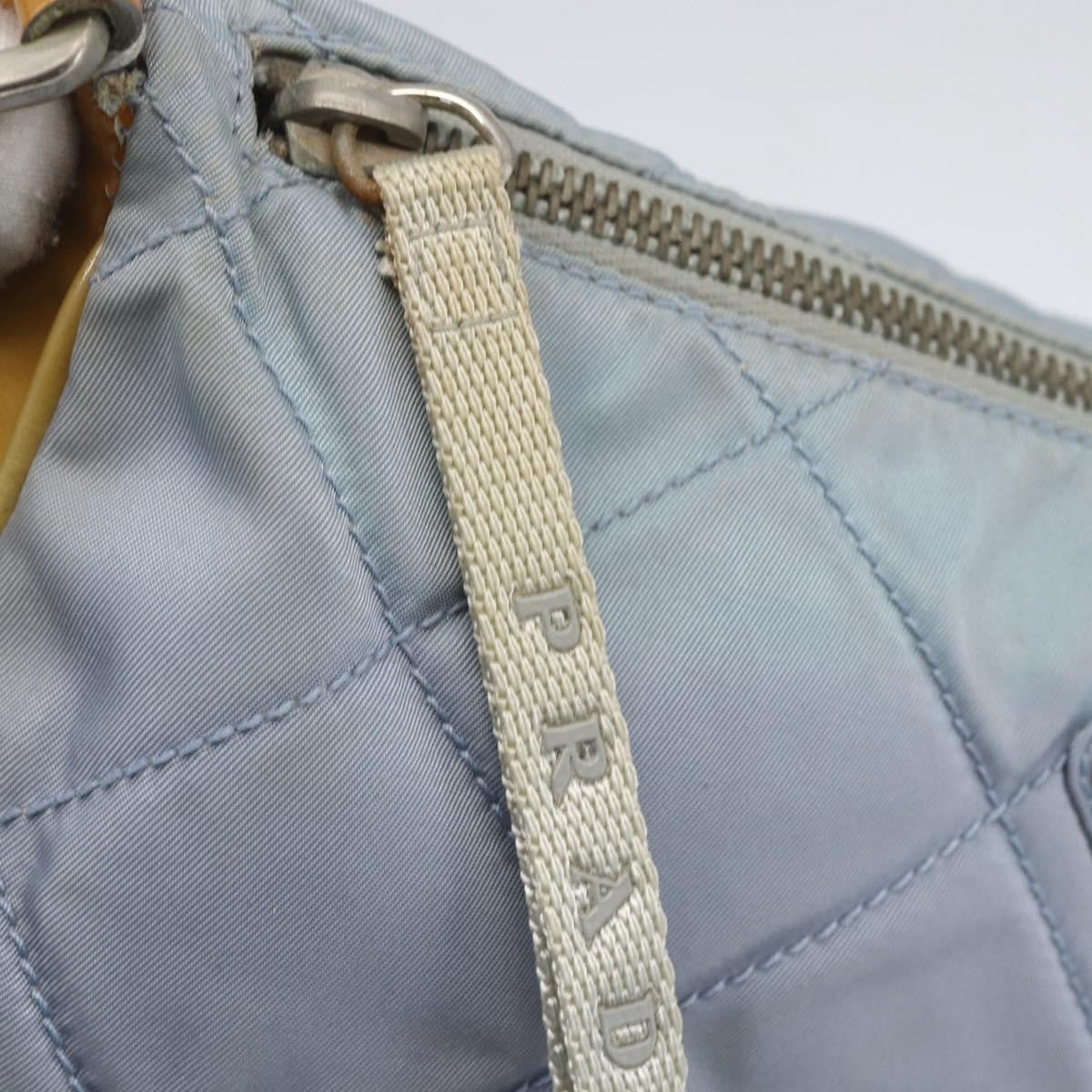 Prada PRADA Shoulder Bag Nylon Enamel Light Blue Silver Authentic 160526