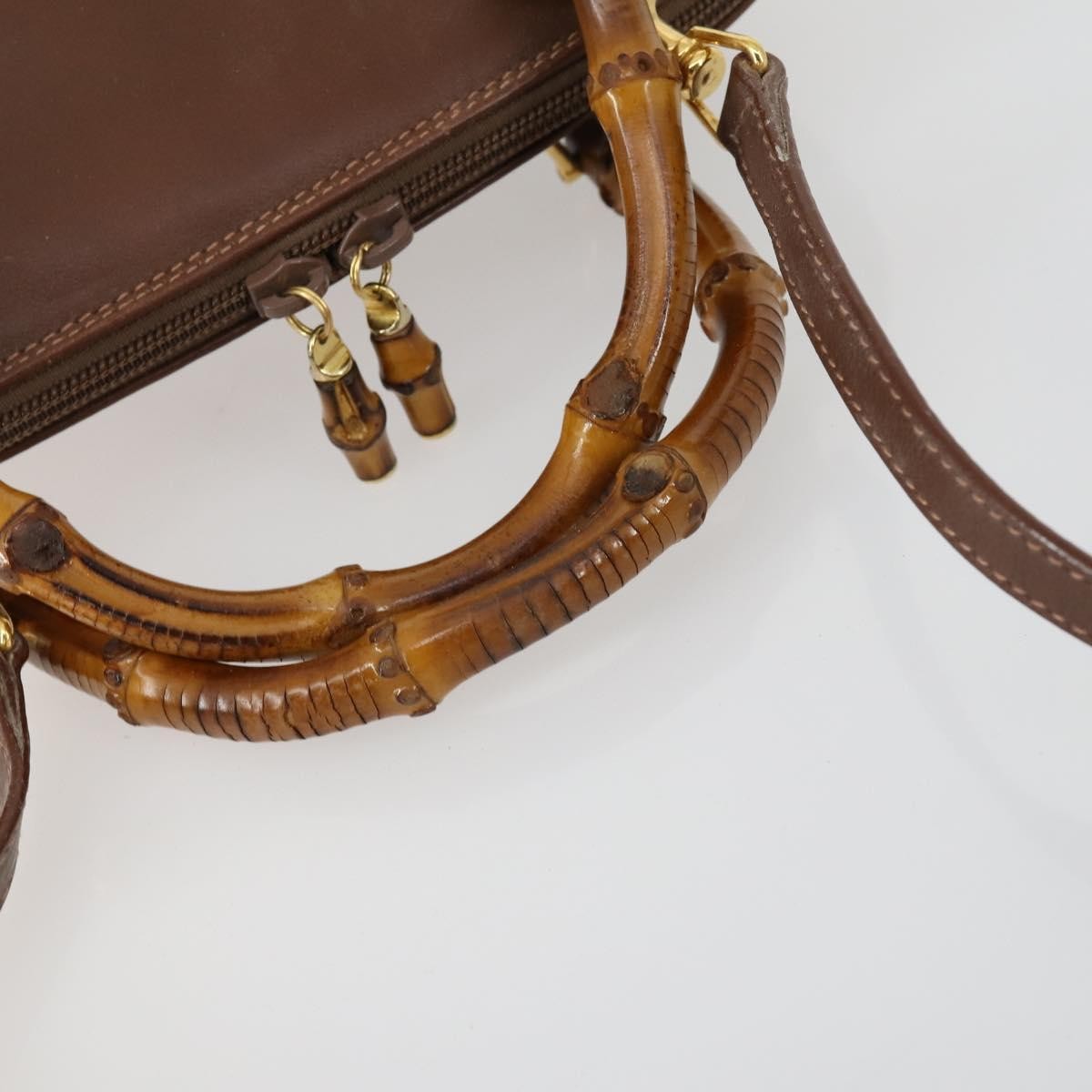 Gucci GUCCI Bamboo Hand Bag Leather 2way Brown Gold 000 2865 0290 Authentic 151596