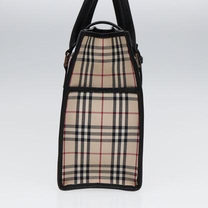 Burberry BURBERRY Nova Check Hand Bag Canvas Beige Black Authentic am6710