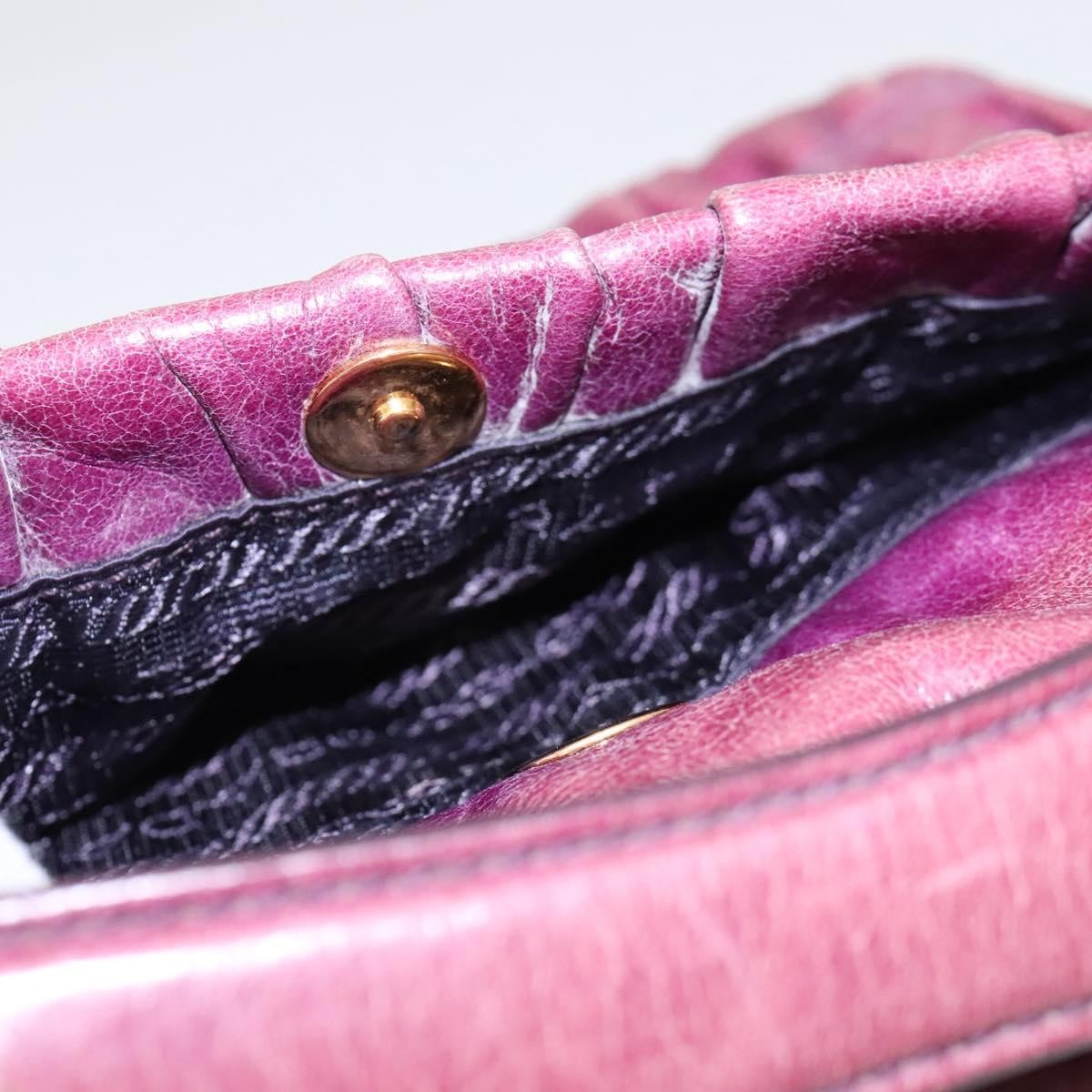 Prada PRADA Shoulder Bag Leather Purple Gold Authentic BD1517