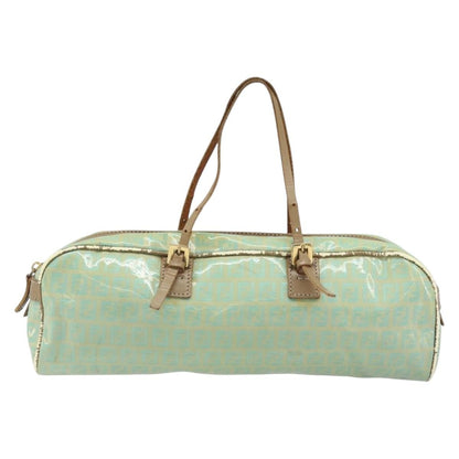 Fendi FENDI Zucchino Canvas Hand Bag Coated Canvas Green Gold Authentic ARZ139