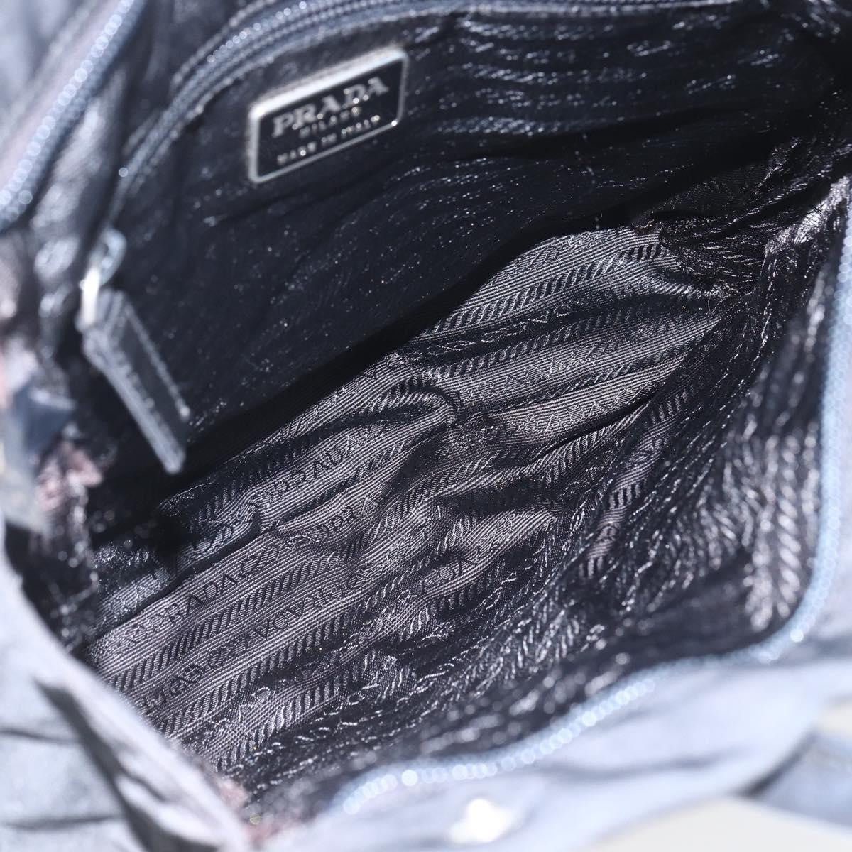 Prada PRADA Hand Bag Nylon Black Silver Authentic 153784