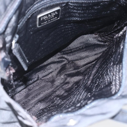 Prada PRADA Hand Bag Nylon Black Silver Authentic 153784