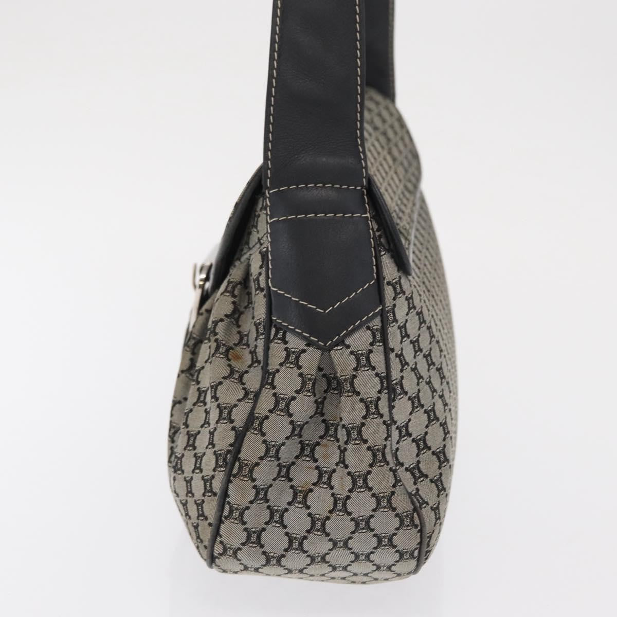 Celine CELINE Macadam Canvas Hand Bag Beige Silver Authentic ep13183