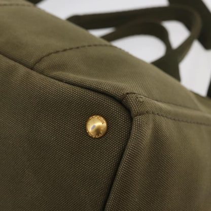 Prada PRADA Canapa MM Hand Bag Canvas 2way Khaki Gold Authentic ti3829