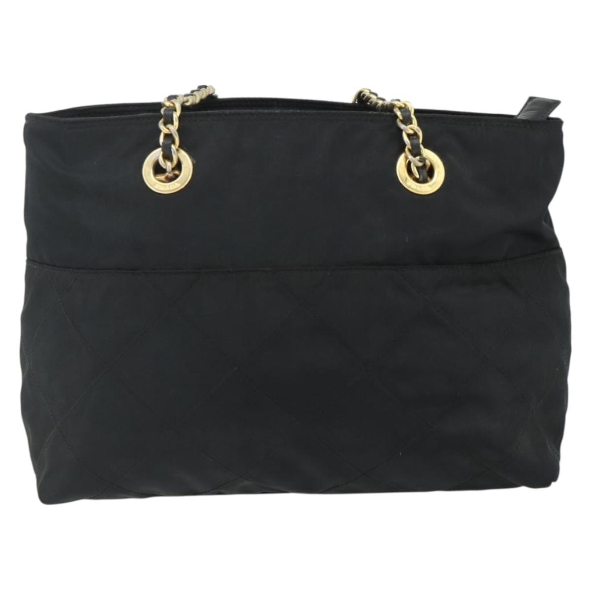 Prada PRADA Chain Tote Bag Nylon Black Gold Authentic 178129
