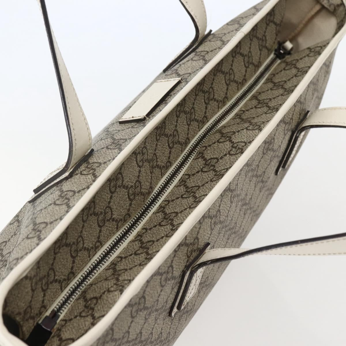 Gucci GUCCI GG Supreme Tote Bag PVC Beige Silver 211137 Authentic BA5762
