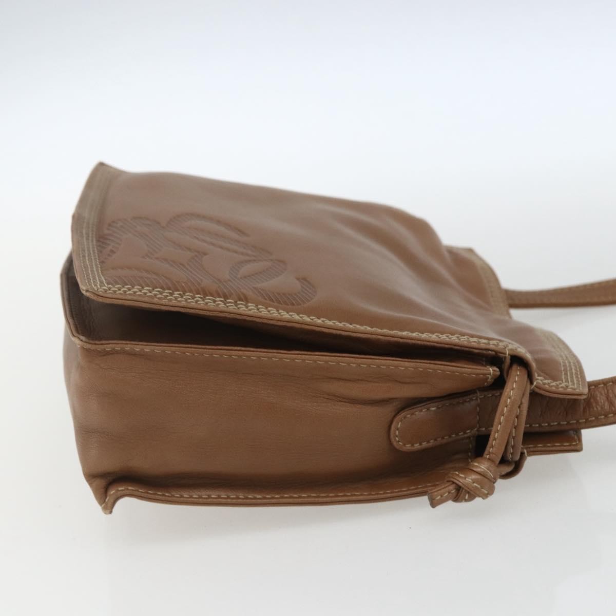 Loewe LOEWE Anagram Shoulder Bag Leather Brown Gold Authentic ep12651