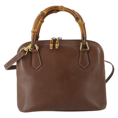 Gucci GUCCI Bamboo Hand Bag Leather 2way Brown Gold 000 2865 0290 Authentic 151596