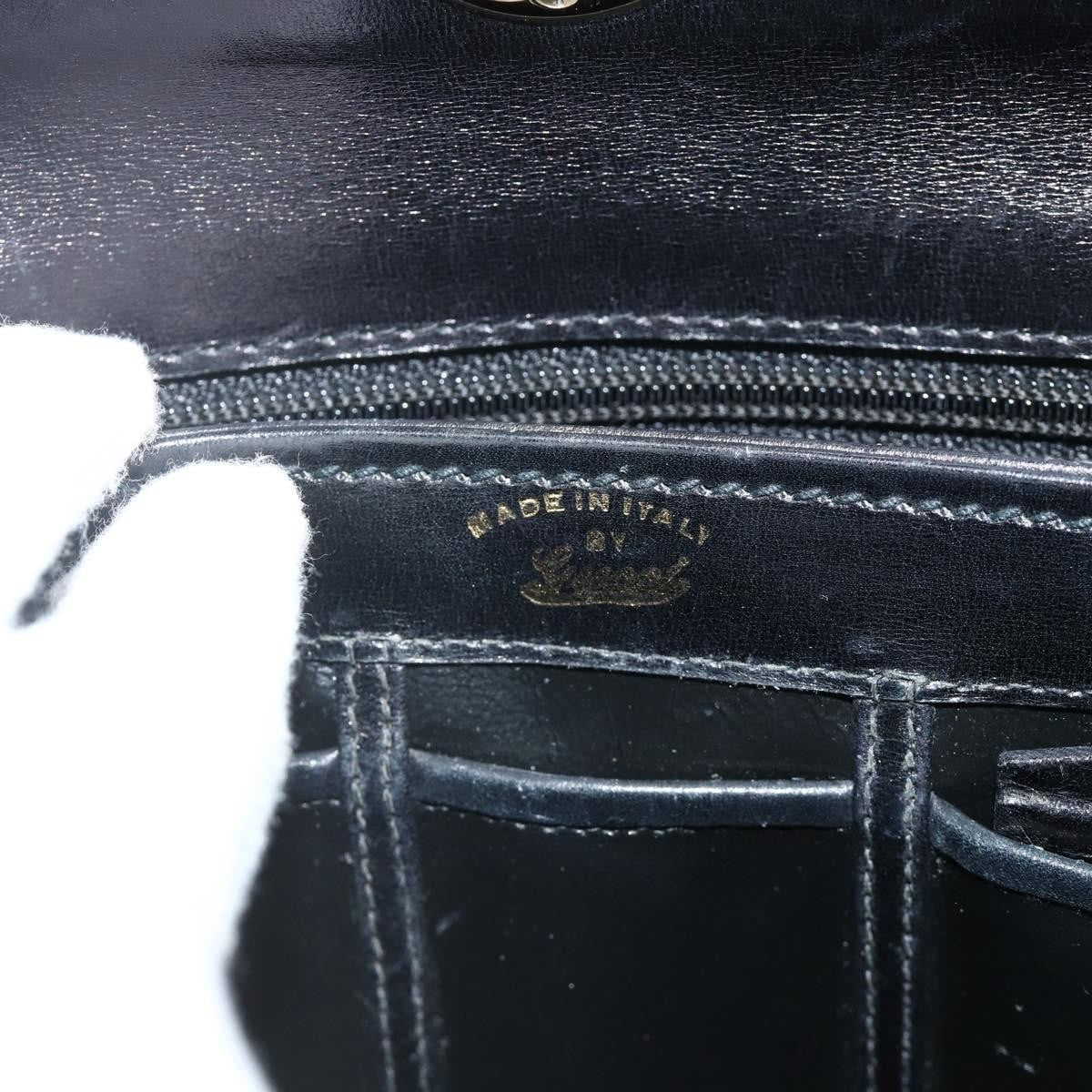 Gucci GUCCI Hand Bag Leather Black Gold Authentic ka4348