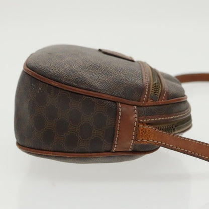 Celine CELINE Macadam Canvas Shoulder Bag PVC Leather Brown Gold Authentic bs19763