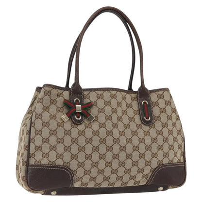 Gucci GUCCI Pretty GG Canvas Web Sherry Line Hand Bag Beige Gold 163805 Authentic 168668