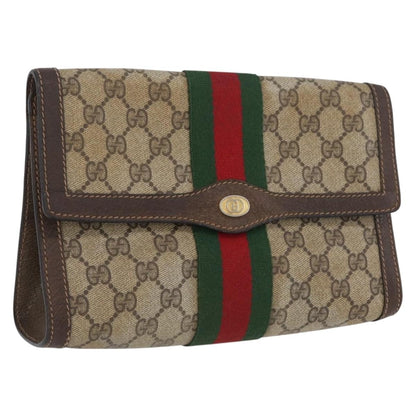 Gucci GUCCI GG Supreme Web Sherry Line Bag PVC Beige Gold 67 039 3087 Authentic 173857
