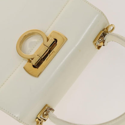 Salvatore Ferragamo Salvatore Ferragamo Gancini Hand Bag Leather 2way White Gold Authentic 134575