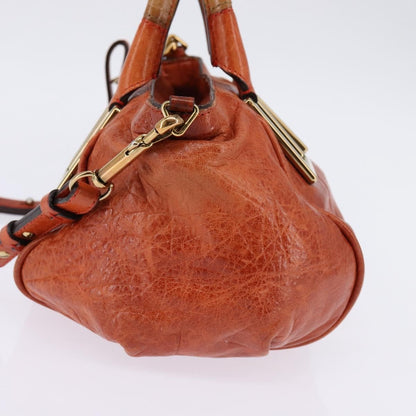 Chloé Chloé Chloe Etel Hand Bag Leather 2way Orange Gold Authentic am9029
