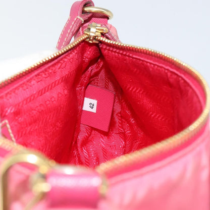 Prada PRADA Shoulder Bag Nylon Leather Pink Gold Authentic 155082