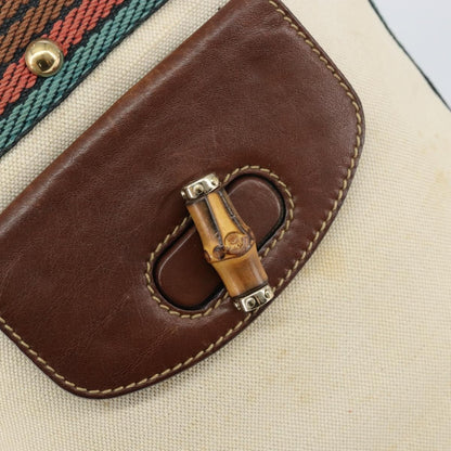 Gucci GUCCI Bamboo Shoulder Bag Canvas Beige Gold 141936 Authentic 156435