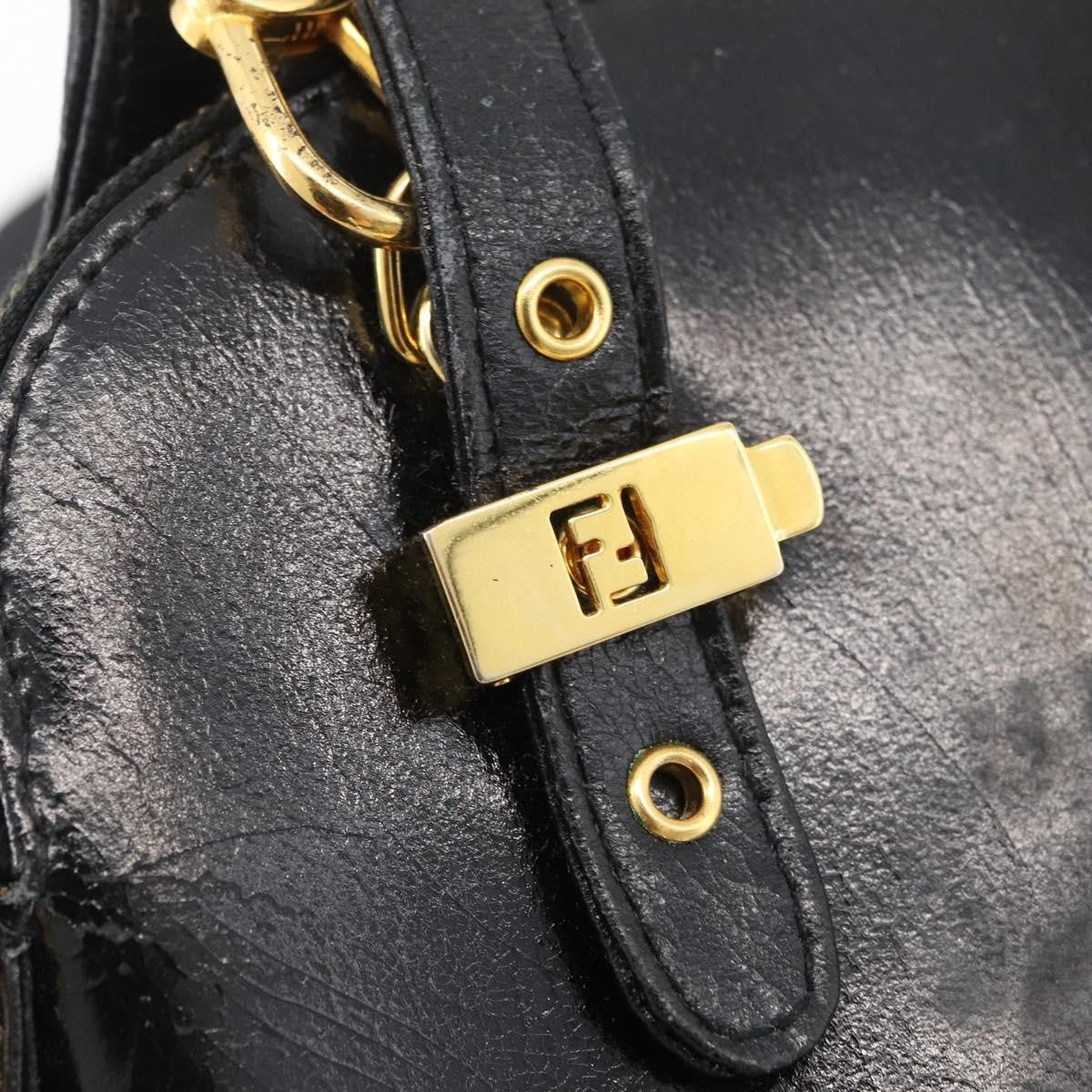 Fendi FENDI Hand Bag Patent leather 2way Black Gold Authentic ti3390