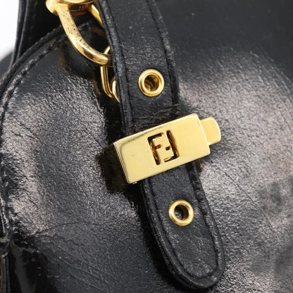 Fendi FENDI Hand Bag Patent leather 2way Black Gold Authentic ti3390